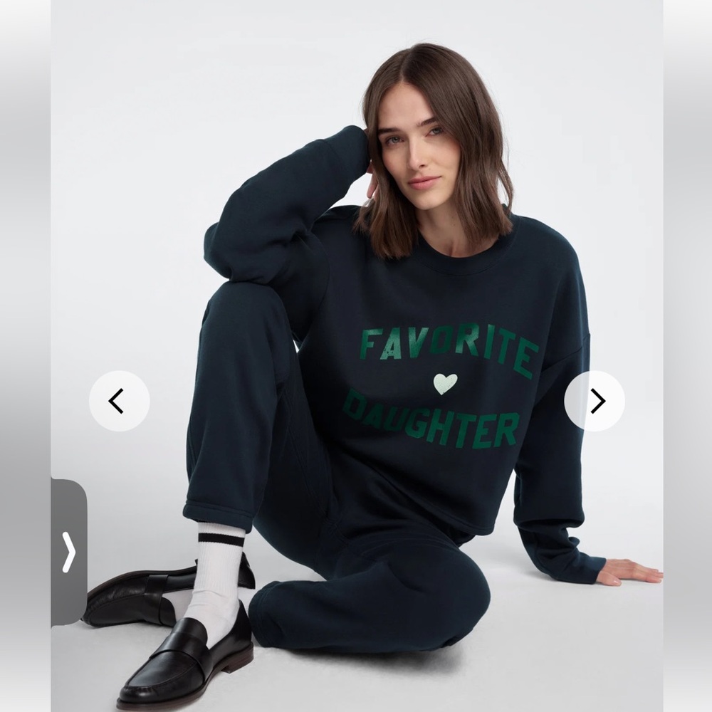 Favorite Daughter Navy Blue Sweatshirt with Green Logo